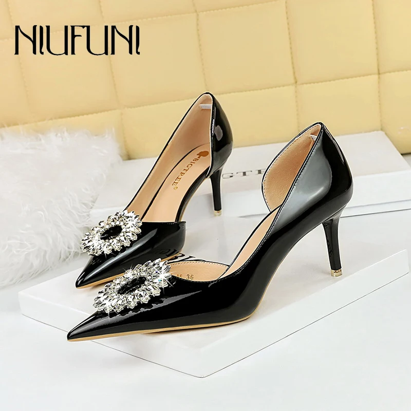 

Brand Luxury Rhinestone Transparent Sunflower Women's Shoes 2023 New Pointed Toe Stiletto High Heesls Ladies Party Wedding Shoes