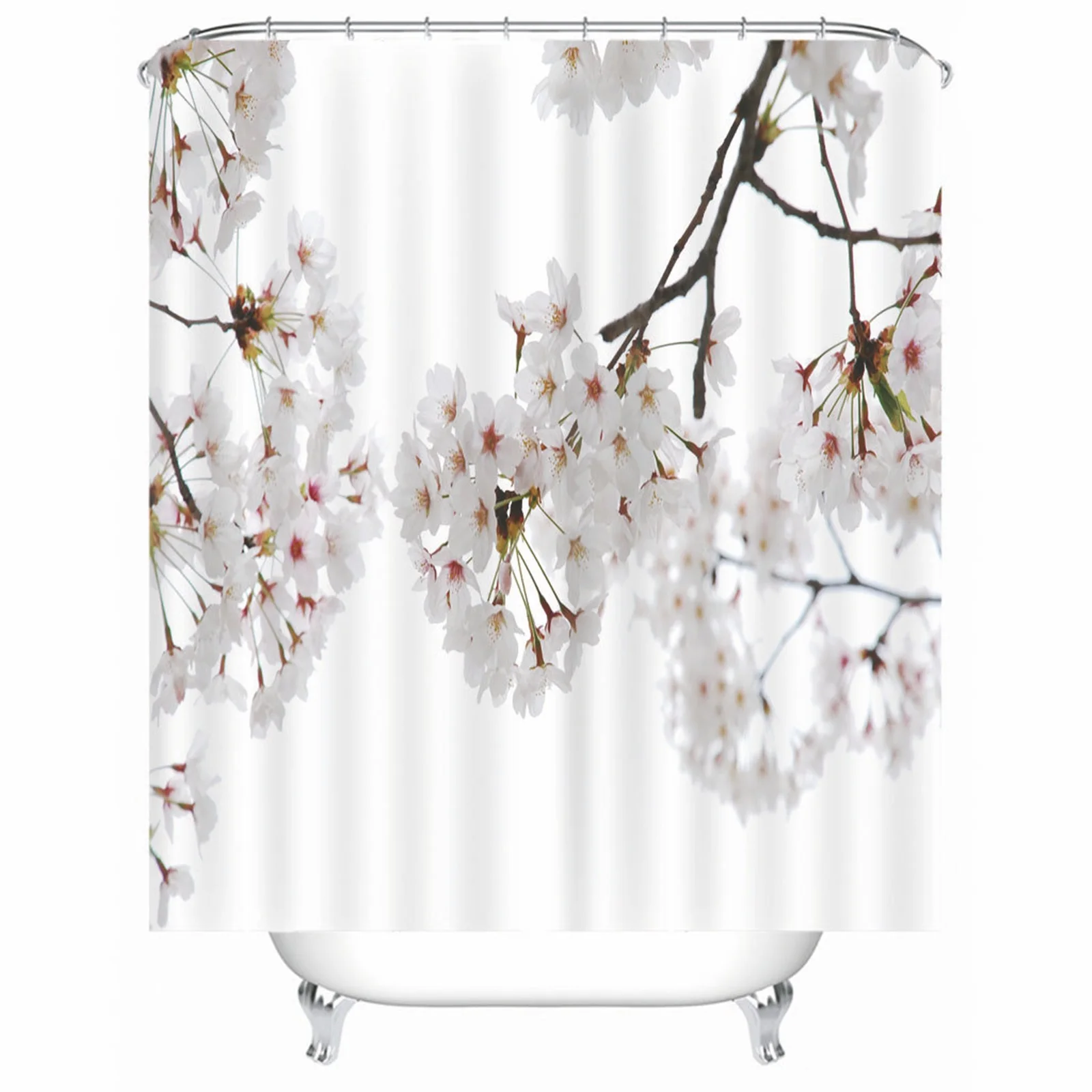 

Modern Shower Curtains Polyester Plum Blossom White Mold & Mildew Resistant Waterproofwith Rustproof Grommets Hooks