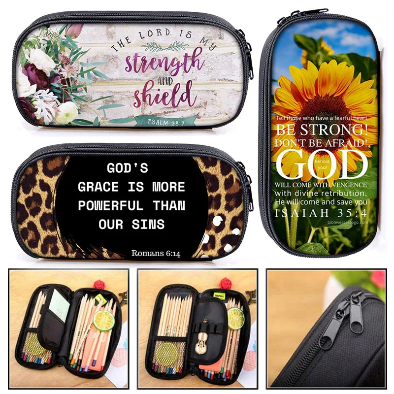 Bags He Will Sustain You Clutch Girl Casual Pencil Box School Supplies Stationary Bag Gift