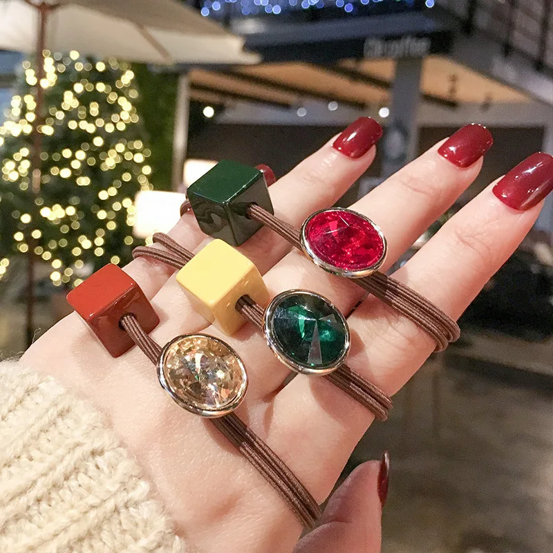 Новинка 2020 корейские милые резинки для волос девочек простые цветные кубические