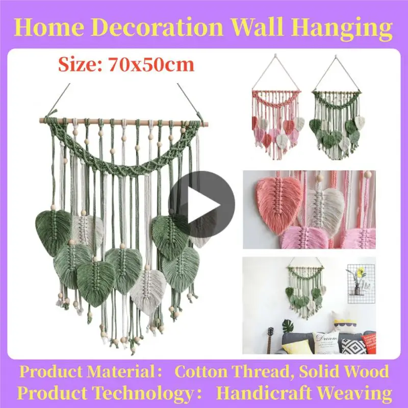 

Wall Hanging Boho Woven Wall Tapestry Leave Tassels Ornaments Home Living Room Wedding Decoration Handmade Art Gift