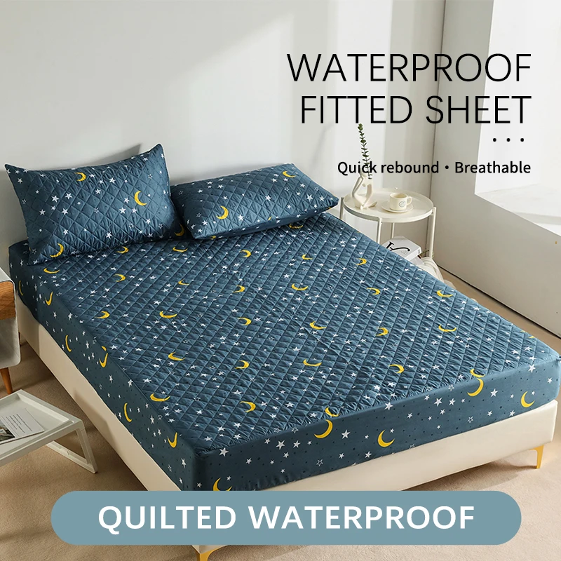 

Waterproof Quilting Process Moon And Stars Pattern Mattress Protector,Adjustable Fitted Sheet 140x190,Customizable Size