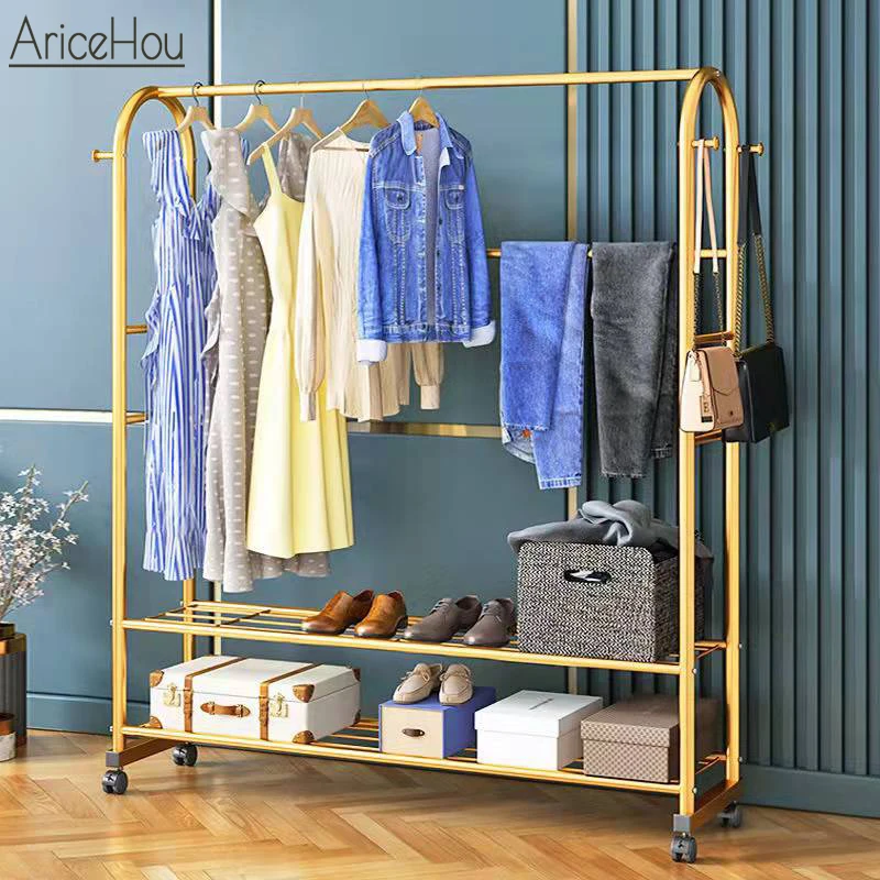 

AriceHou Clothes Hanger Coat Rack Wardrobe Clothing Drying Racks Floor Standing Clothes Hanger Coat Shelf Shoes Rack Cloth Horse