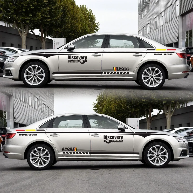 2 шт. спортивные наклейки на дверь автомобиля боковая юбка наклейка полосы