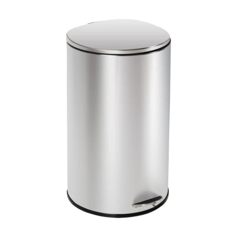Honey Can Do 10.5 Gallon Trash Can, Semi-Round Step On Kitchen Trash Can, Stainless Steel