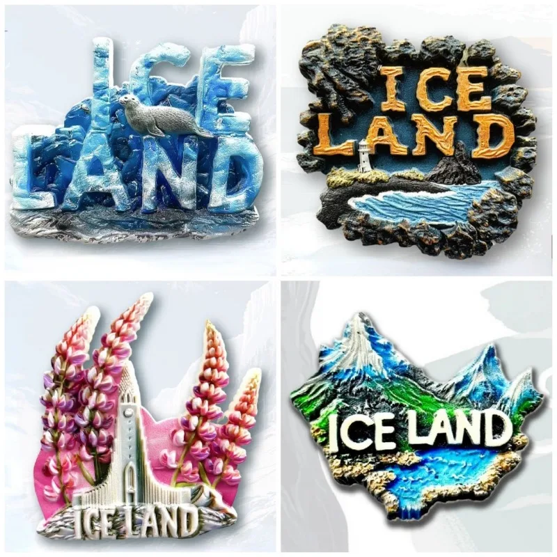 Наклейки на холодильник в Исландии черные пляжные дорожные сувениры настенные