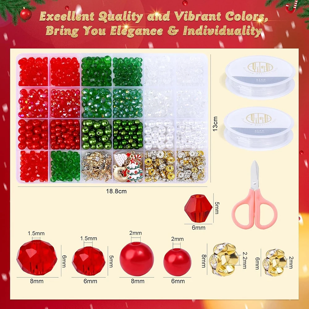 1000 шт. Рождественский набор хрустальных бусин жемчужные бусины стеклянные