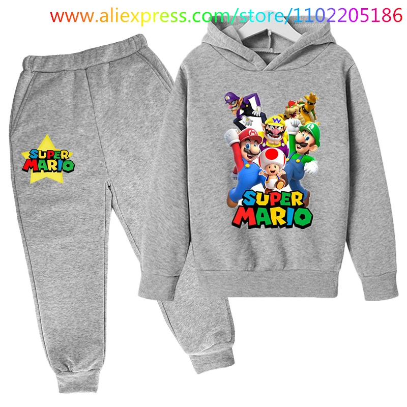 

Marios-Bros Set Jogging Sweatshirt Children Jacket Boy Girl Clothes Spring Autumn Casual Hoodie + Sweatpants 4-14 years old