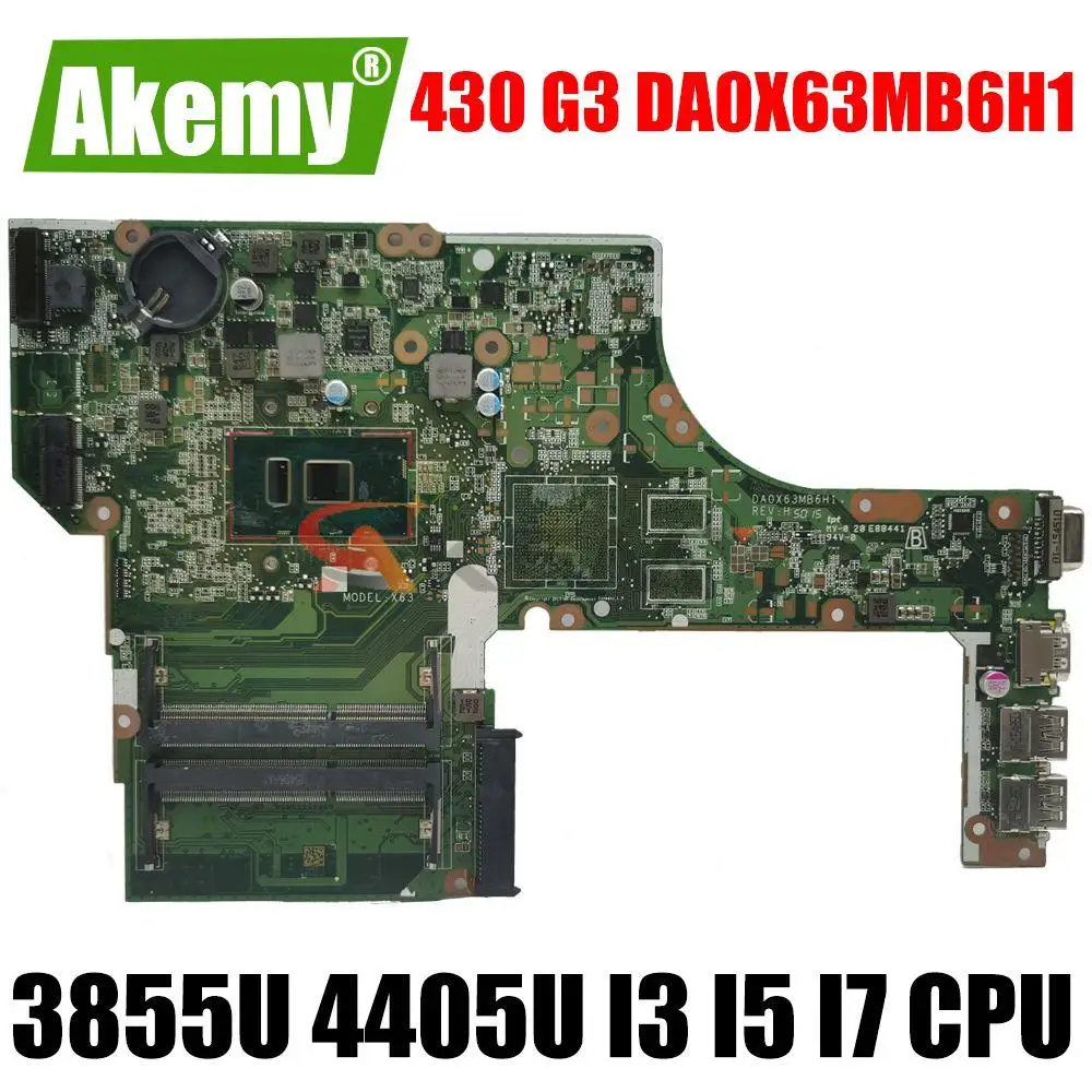 

For HP Probook 450 G3 Laptop motherboard Mainboard DA0X63MB6H1 Motherboard with DDR3 3855U 4405U I3 I5 I7 6th Gen CPU UMA