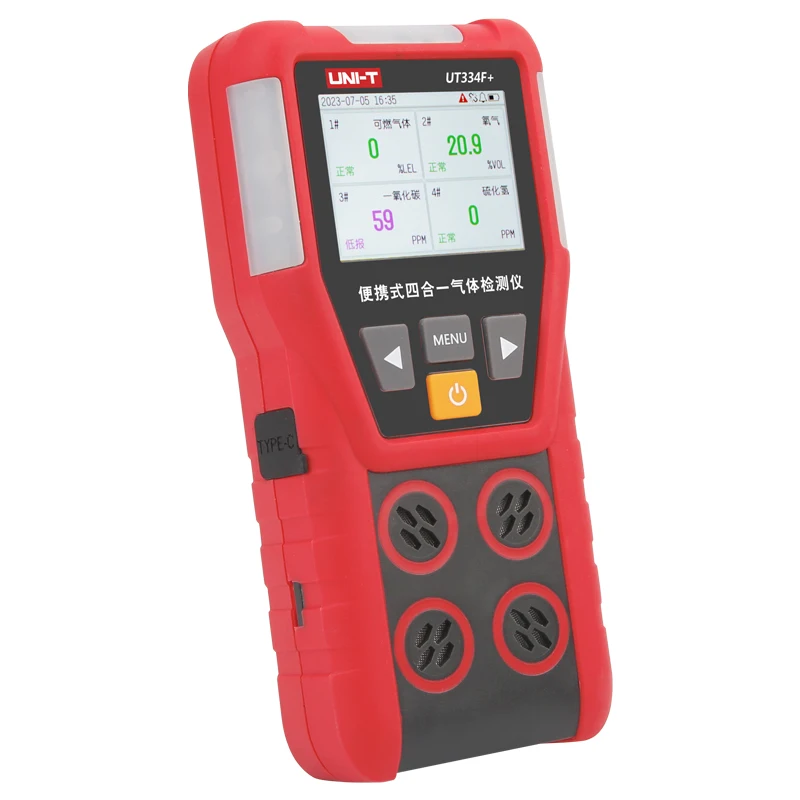 Портативный взрывозащищенный голосовой детектор газа UNI-T 4-в-1 O2/CO/H2S/обнаружение