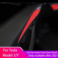 for tesla model 3 y 21 22 turn fur inner door panel strip trim suede sticker 2pc