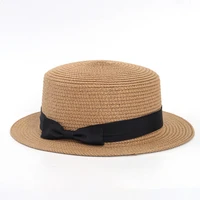 fashion multi color bow knot flat top straw beach outing hats womens sun visors hat for summer suitable for ladies fascinators