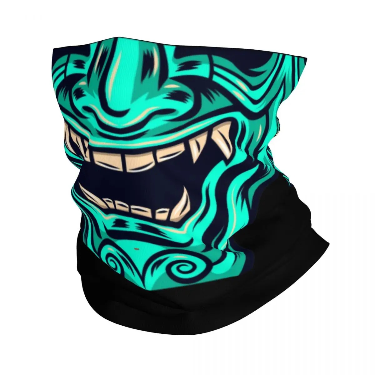 

Blue Samurai Warrior Oni Bandana Neck Gaiter for Ski Cycling Men Women Wrap Scarf Japanese Demon Devil Ninja Balaclava Warmer