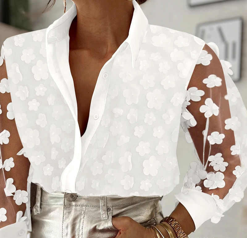 Женская блузка с длинным рукавом элегантная Свободная в уличном стиле из