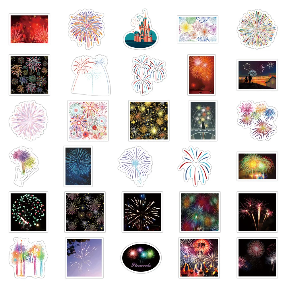 

60pcs Cartoon Fireworks Sticker For Stationery Suitcase Phone Laptop Scrapbook Graffiti Stickers Scrapbooking Supplies Aesthetic