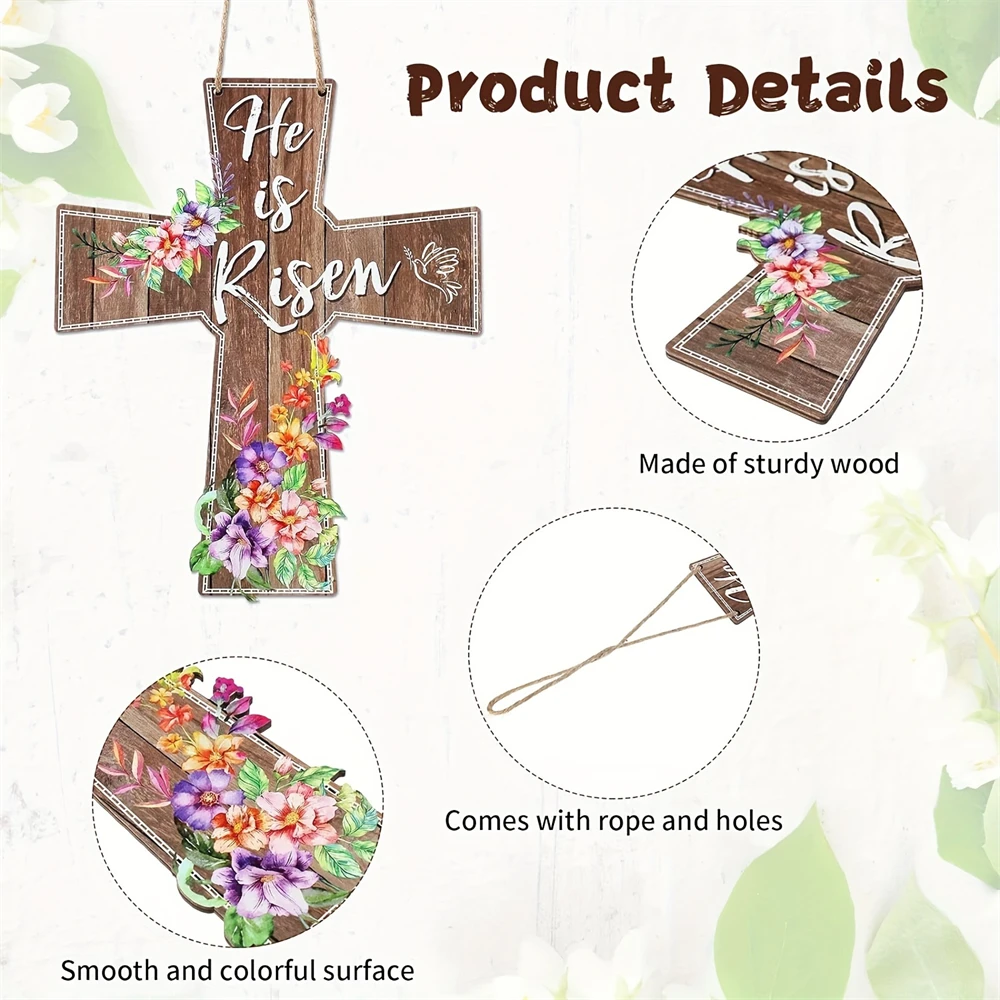 Пасхальная деревянная дверная вешалка с цветочным узором: Универсальное