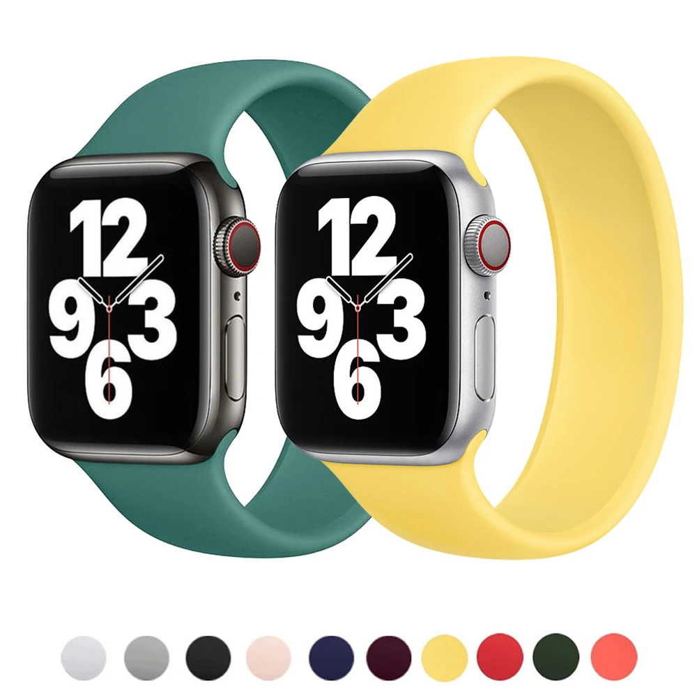 

Ремешок Solo Loop для Apple Watch 40 мм 44 мм 41 мм 45 мм, эластичный силиконовый браслет для Iwatch Band Series 7 6 SE 5 4 3 2 1 38 мм 42 мм