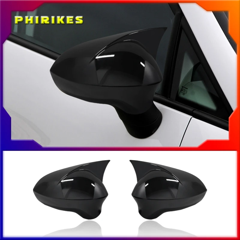 

For Seat Leon MK2 2009-2012 2 Pieces High Quality ABS Plastic Bat Style Mirror Covers Caps RearView Case Cover Piano Black