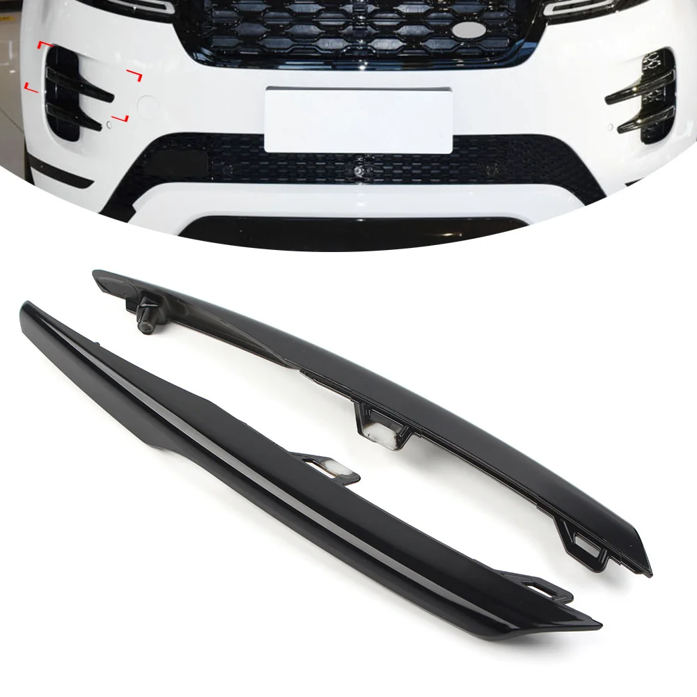 

1Pair Car Upper Front Fog Light Lamp Strip Trim For Land Rover Range Rover Evoque 2020 2021 2022 Glossy Black