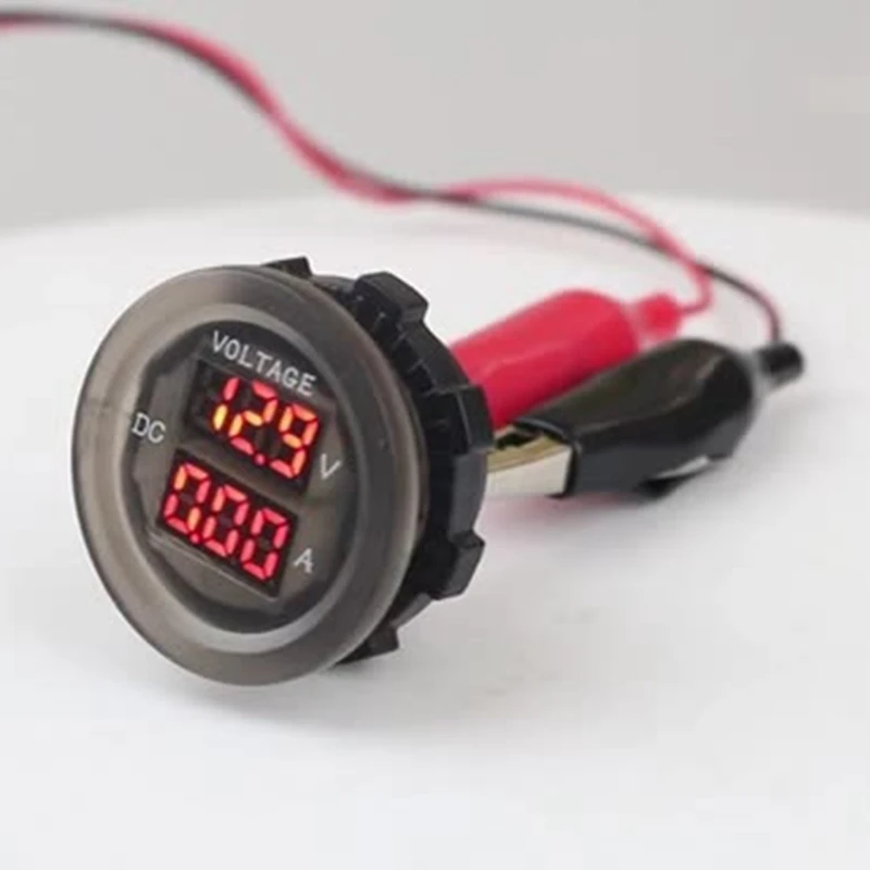 Автомобильный светодиодный цифровой вольтметр постоянного тока 12 В/24 В двойной