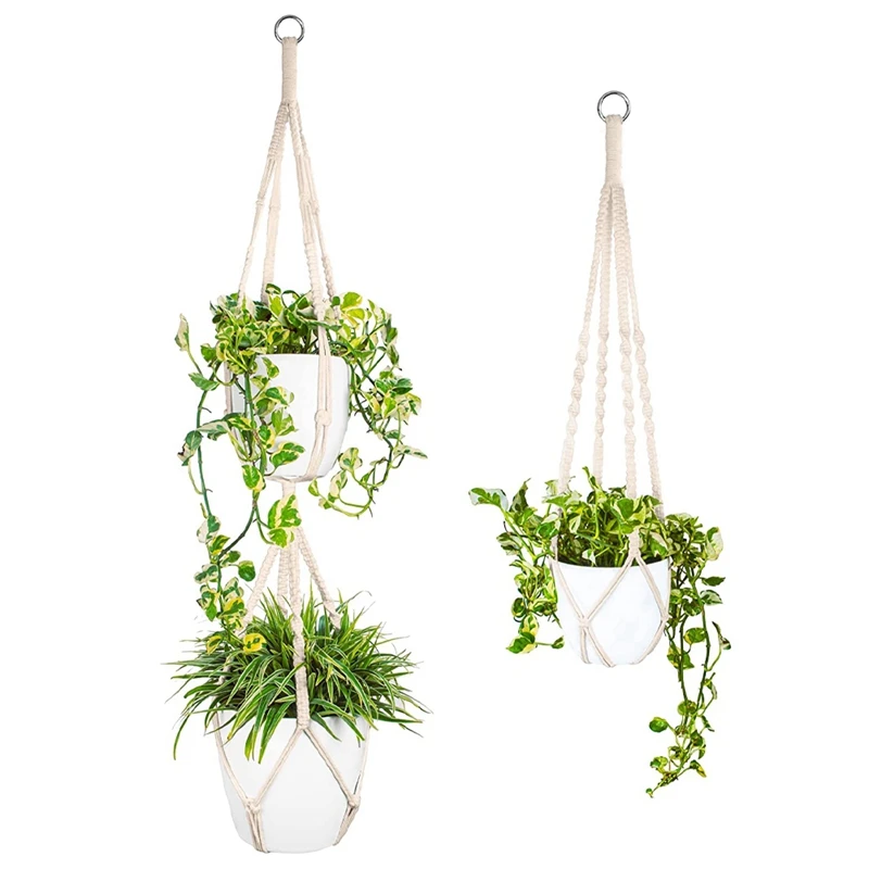 

Plant Hangers Indoor Macrame Plant Hangers Without Tassels Hanging Macrame Planters. Single Tier Plant Macrame 2 Pcs