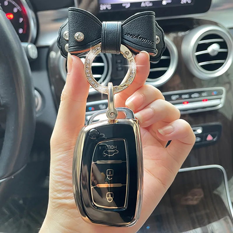 

Bow Keyring 3 Button Car Key Case Cover for Hyundai Tucson Creta IX20 IX25 IX30 IX35 Solaris I10 I20 I25 I30 Verna Sonata Mistra