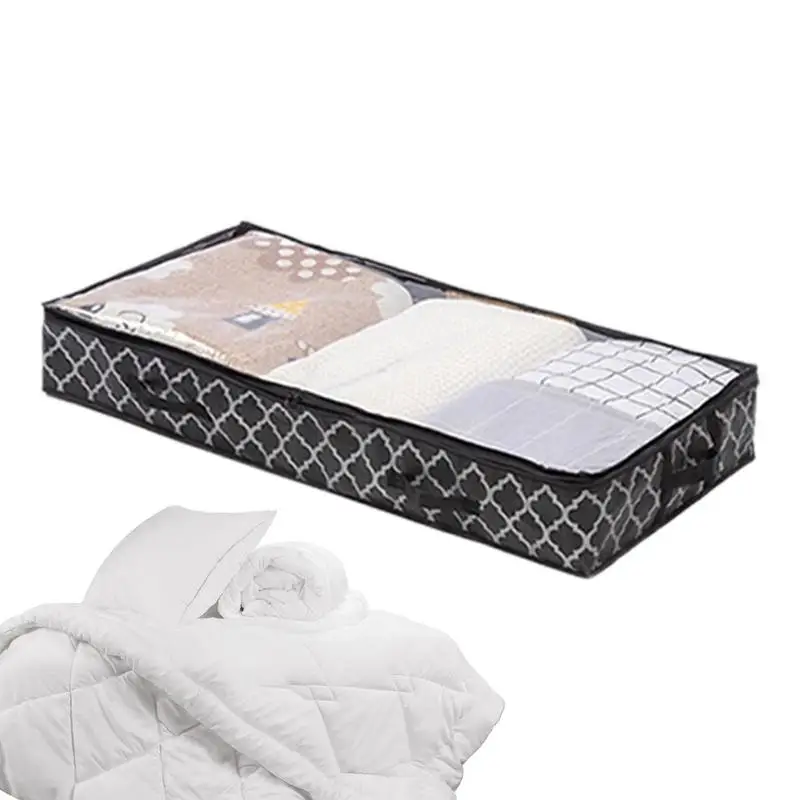 

Under Bed Storage Bins 80l Under Bed Storage Containers With Clear Window Blankets Clothes Comforters Storage Bag Breathable
