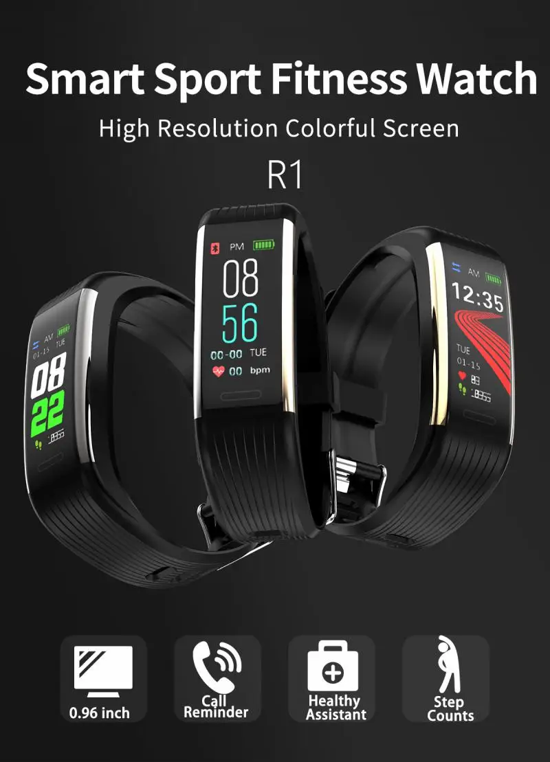 

Sleep Monitoring Wristband Pedometer Sport Band Blood Pressure Multi-function Smart Bracelet R1 Heart Rate Monitor Smart Watch