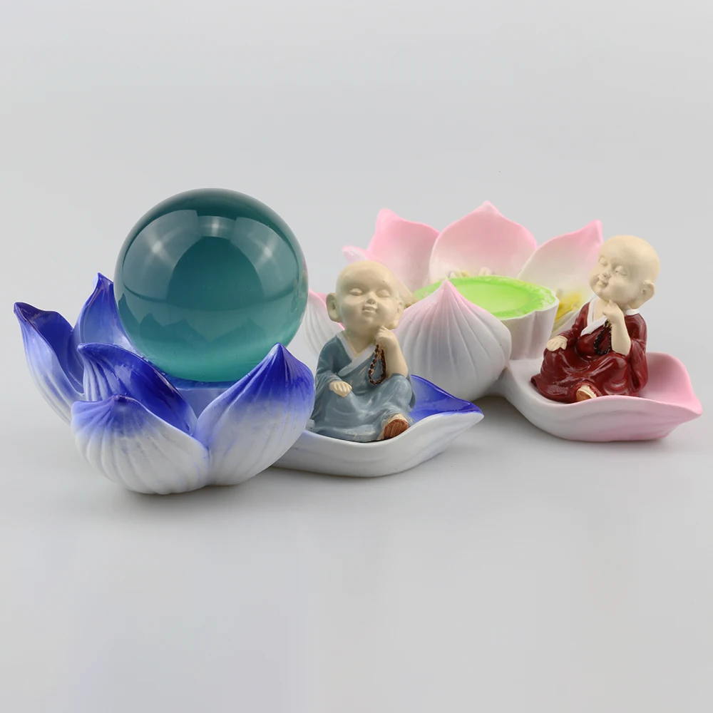 Подставка для выставки в виде фигурки лотоса и монаха стеклянная линза шарик