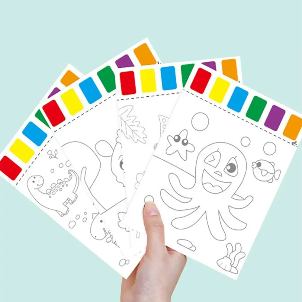 

8 Sheet Coloring Paper With Paint Brush Gouache Art Blank Doodle Paper Set Little Artist DIY Drawing Paper Kids Toys