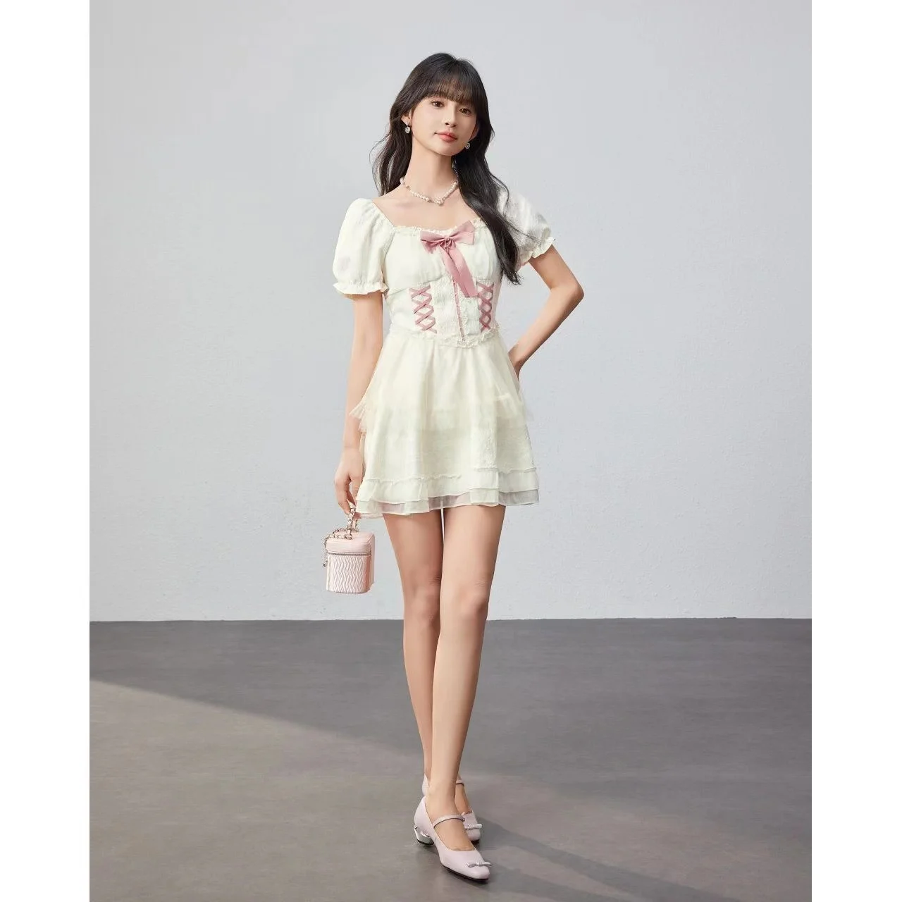 Милое женское платье Jsk в стиле &quotЛолита&quot винтажное Y2k с бантом и оборками