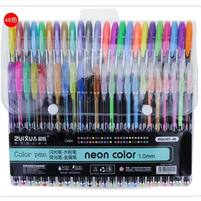 

48 color gel pen set children's flash marker pen color DIY photo album highlight pastel hand account cute stationery