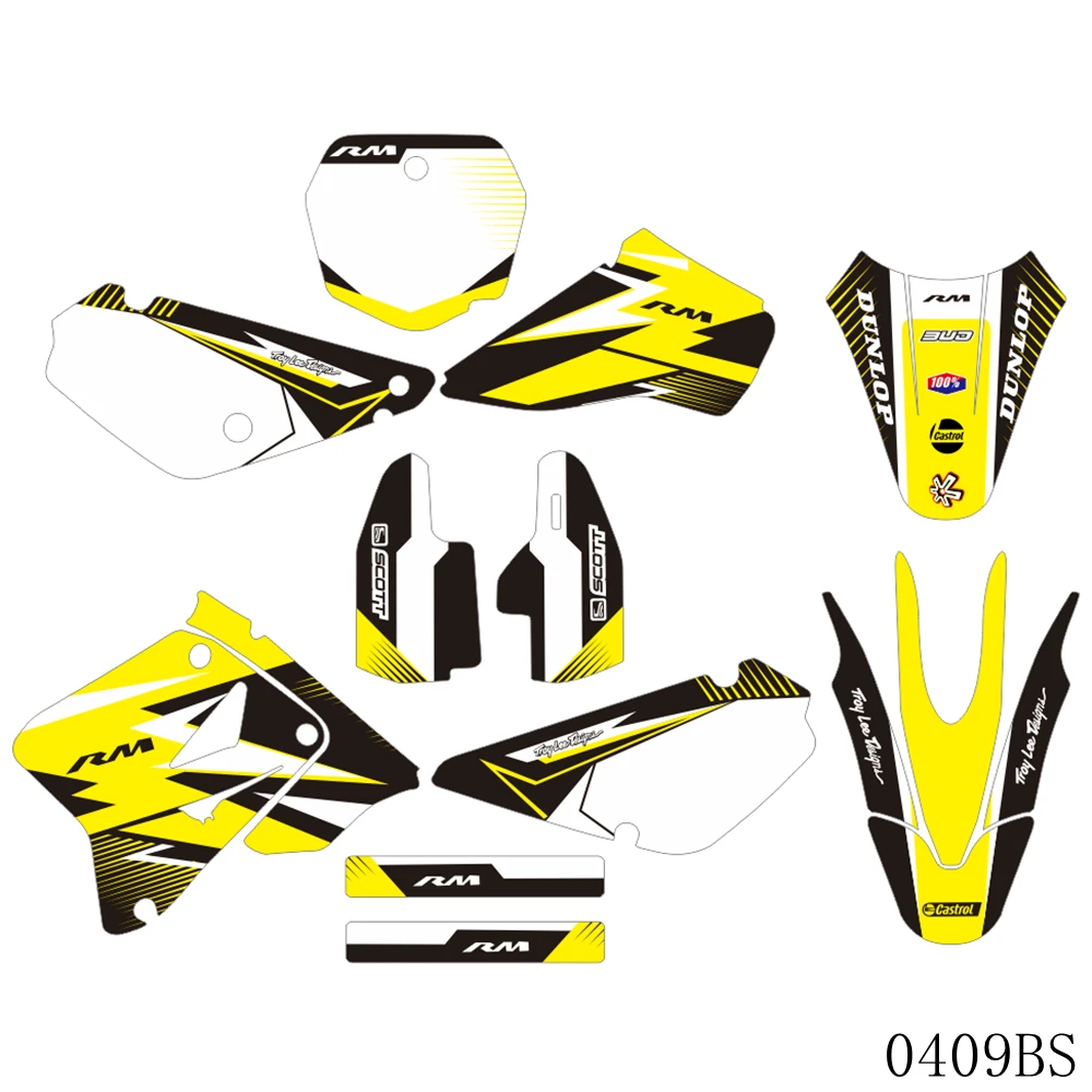 

Full Graphics Decals Stickers Motorcycle Background Custom Number Name For SUZUKI RM85 RM 85 2002-2020
