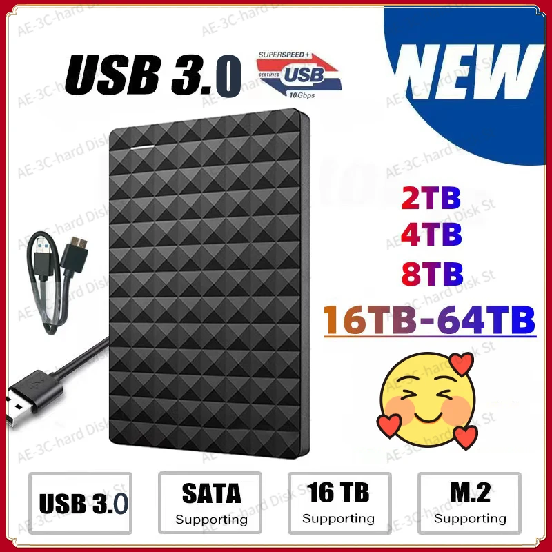 

Внешний жесткий диск, 64 ТБ, 16/8/4 ТБ, 500 Гб, USB 3,0, 2,5 дюйма