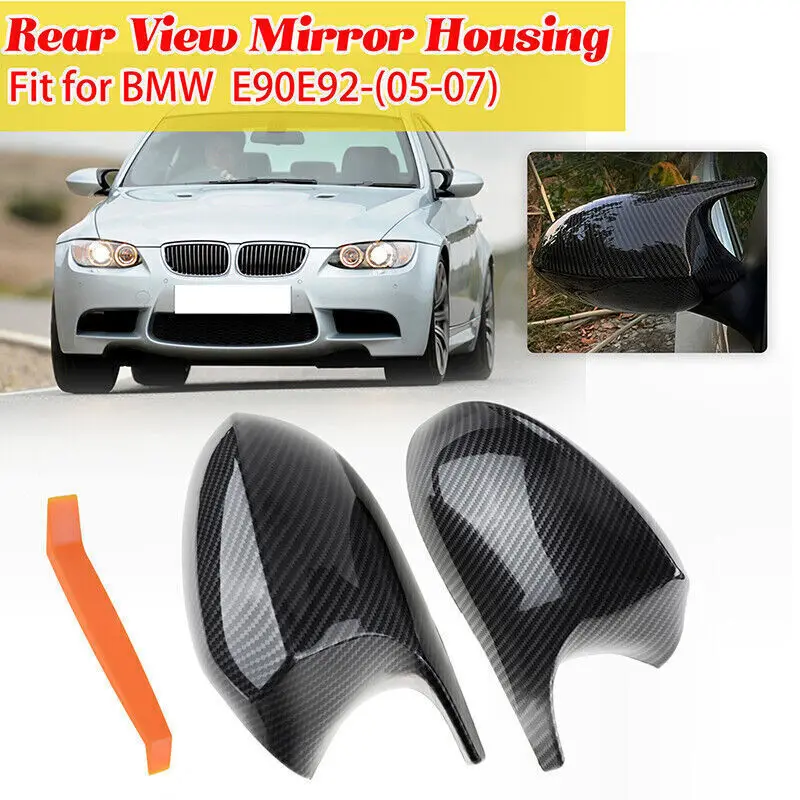 

2 pcs Rearview Mirror Cover Cap Carbon Black for BMW E90 E91 E92 E93 E81 E87 E82 E88 3 1 Series M Accessories Carbon Fiber Gloss