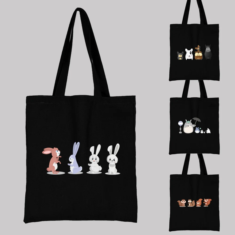 

Women's Bags Shoulder Bags Leisure Shopping Bags Cartoon Print Series Shopping Fashion Black All-match Canvas Student Handbags