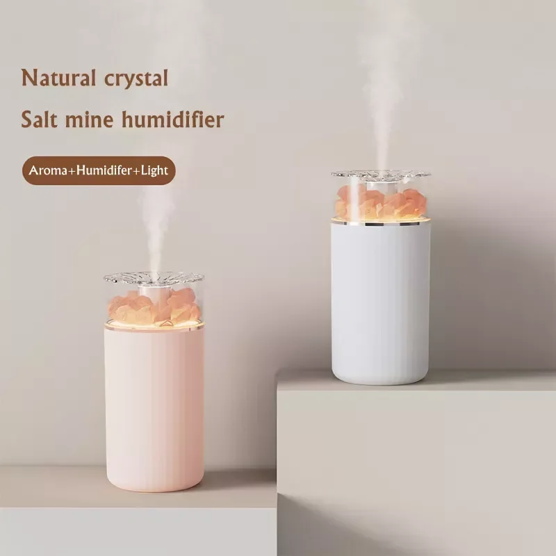 Salt Stone Air Humidifier USB Aromatherapy Essential Oil Diffuser with LED Lamp 1200mAh Chargeable Battery Humidificador