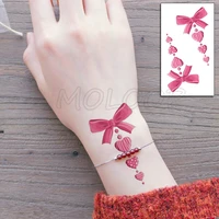 temporary tattoo sticker cute pink bow love heart pattern body art makeup waterproof fake tatoo for kids women