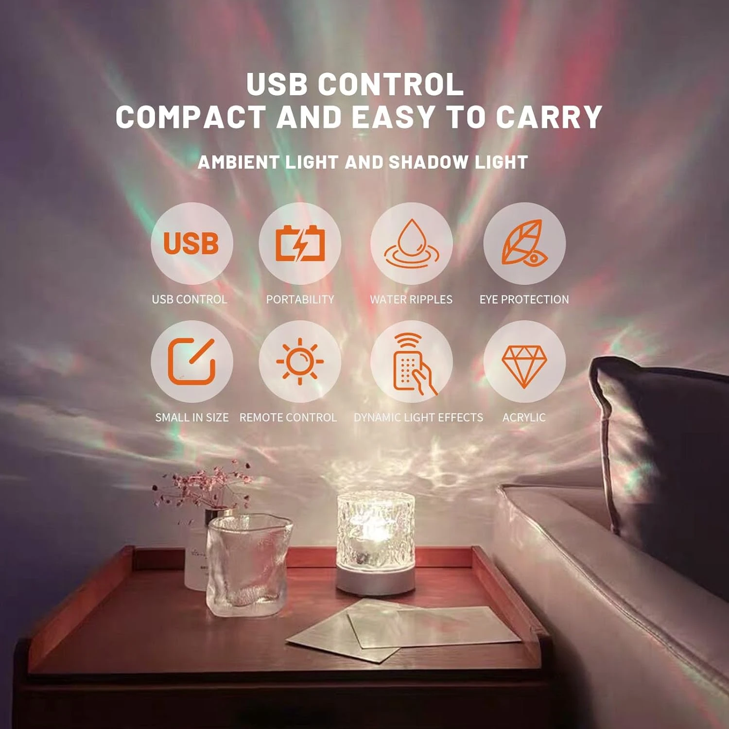 Идеальный потрясающий USB-ночник с водной рябью для создания праздничной