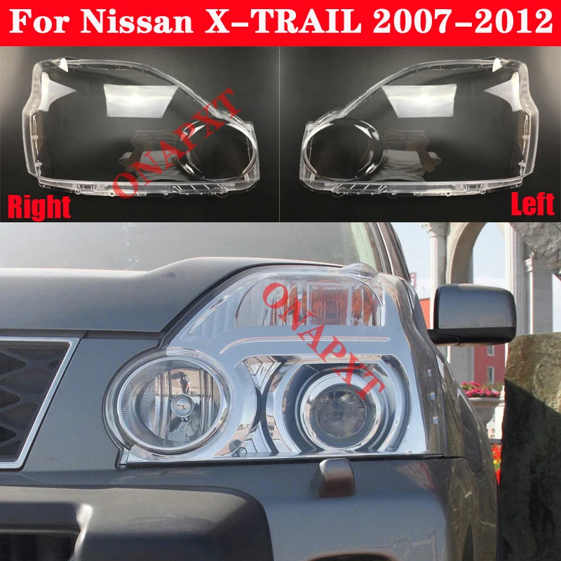Tapas de luz automáticas para Nissan X-TRAIL, cubierta de faro de coche, pantalla de Lámpara transparente, carcasa de lente de vidrio, 2007-2011