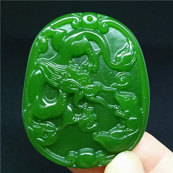 Natural jewelry New Jade Pendant statue Amulet Dragon mice Hand engraving stone Necklace
