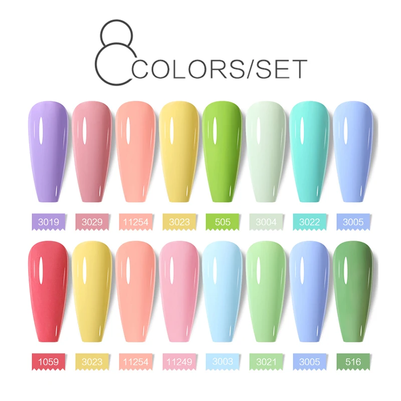 

ArteClavo 15ml Color 8pcs/Set Nail Gel Polish Set Top Coat UV Hybrid Lakiery Hybrydowe Vernis Manicure Lacquer Nail Art Soak Off