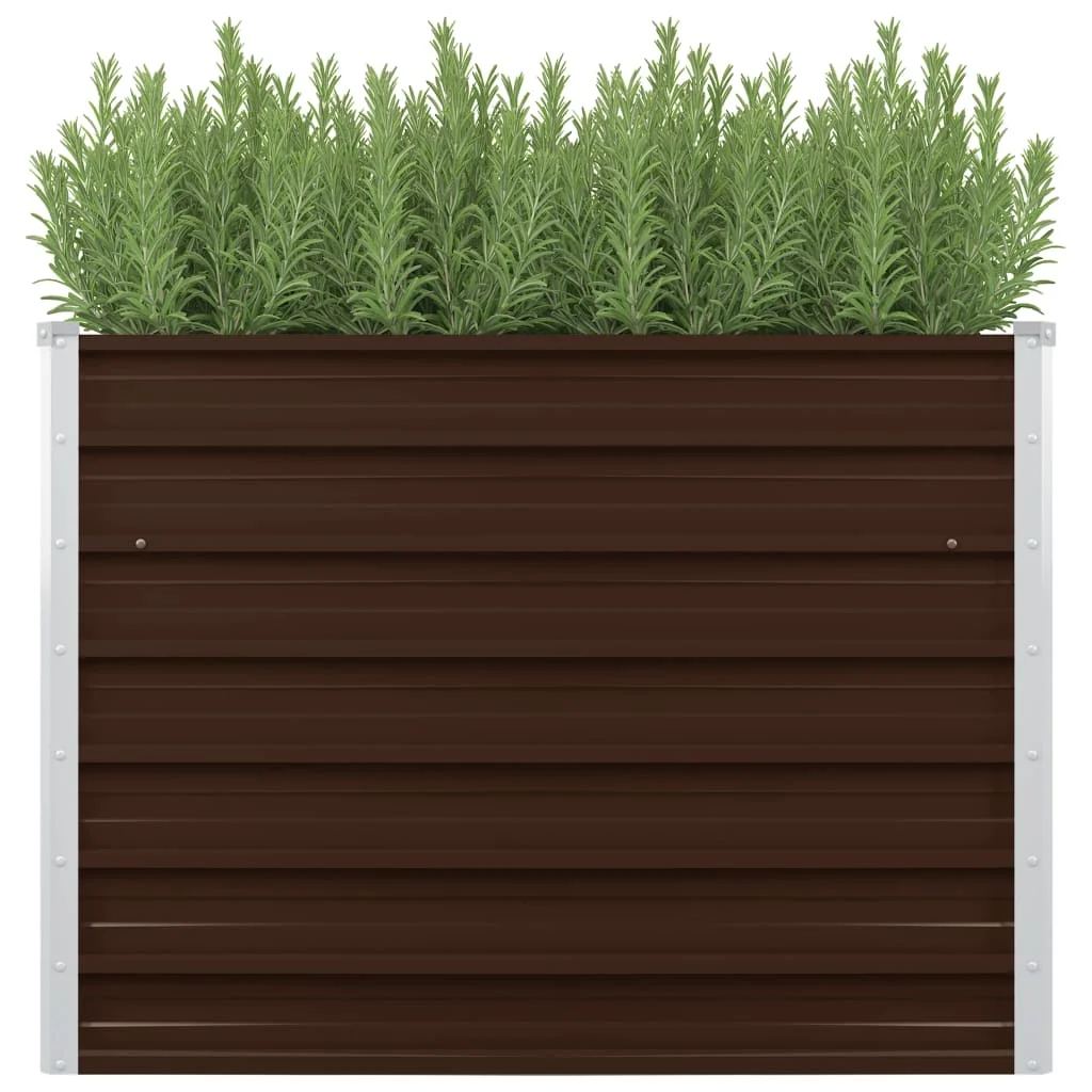 

Garden Planters, Galvanised Steel Patio Plant Pots, Raised Bed, Garden Decoration Brown 100x100x77 cm