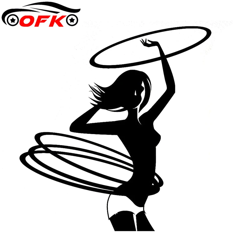 

Car Stickers Funny Hula Hoop Girl Gymnastics Fitness Decal Decoration Creative Waterproof Black/white, 12cm*11cm