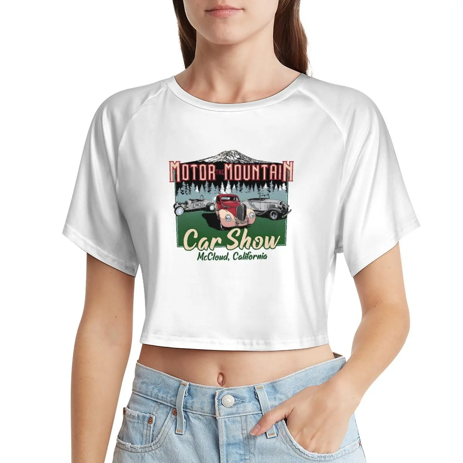 

Женская футболка с коротким рукавом и принтом, с белым открытым пупком