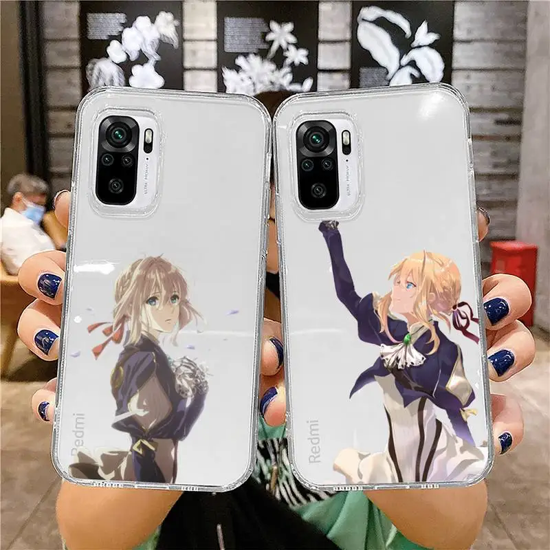 

Violet Evergarden Phone Case For Xiaomi 11 Redmi Note 10 9 8 7 pro lite T A S 10T 9A 9S 8T Pro 4G Transparent Coque Funda