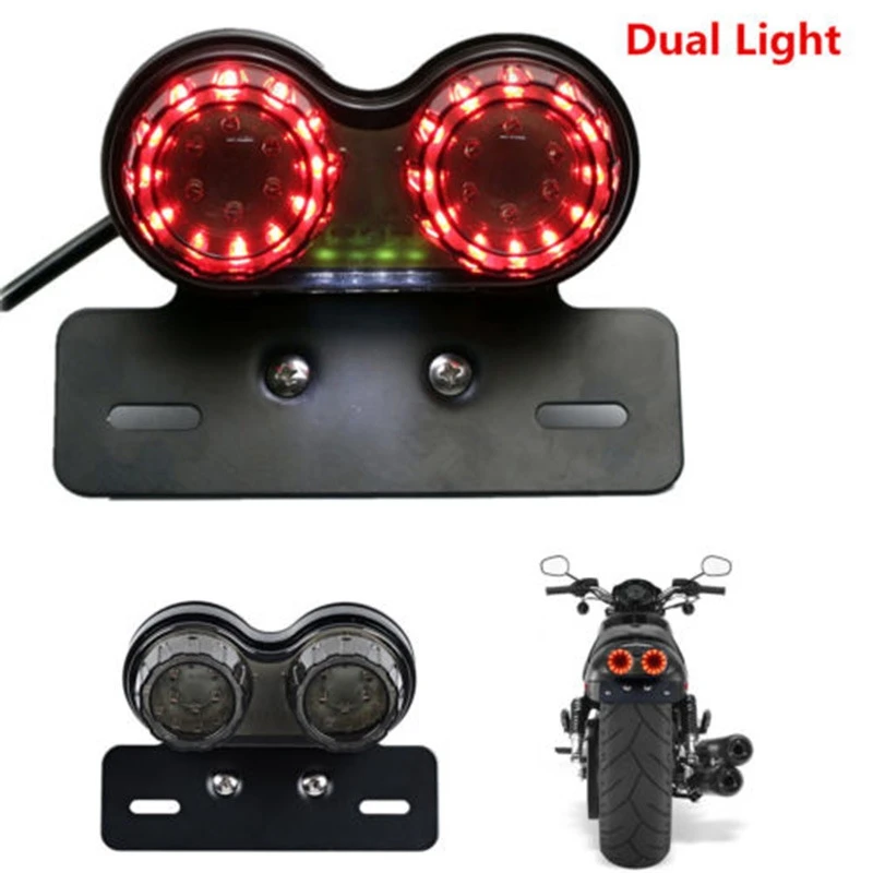 

Universal Motorcycle Dual LED Tail Light Lens Plastic Integrated Light Turn Signal Brake Light Rear Driving Lamp