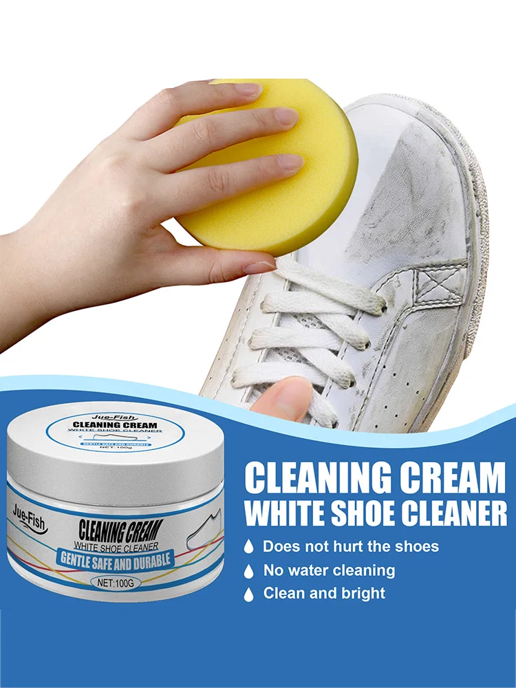 Shoe Cleaning Cream With Sponge Sneakers Whitening Cleaning Cream Sneaker Stain Remover Cream Simple And Fast Shoe Whitening