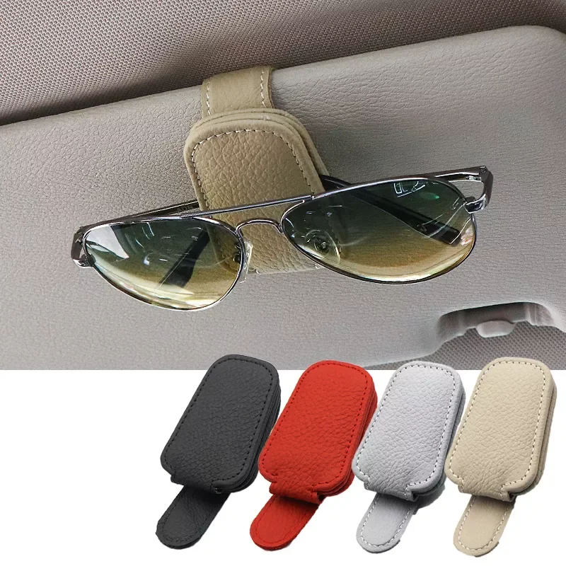 

Accesorios para auto Leather Sun Visor Glasses Clip Universal Car Interior Card Ticket Fastener Portable Sunglasses Holder Clips