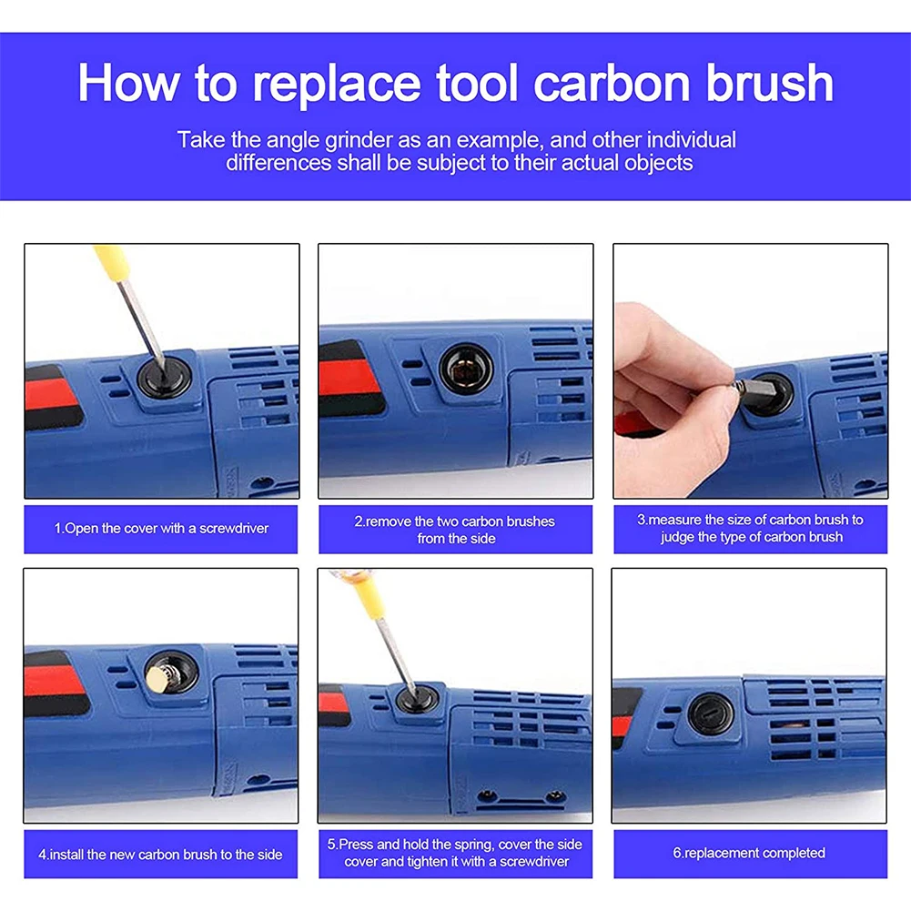 10pcs Carbon Brushes 13x8x5mm For Electric Tools Circular Saws Miter Saws Electric Hammer Drills Vacuum Cleaners Motorcycles